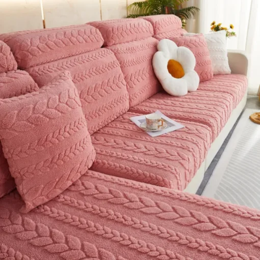 Magic Sofa Cover Stretch Jacquard Velvet Sofa Seat Couch Cushion Slipcovers, Anti-Slip Furniture Protector for Sectional 1/2/3/4 Seat Cover,L Shape Sofa Covers, Chaise Lounge Sofa Slipcover