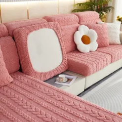 Magic Sofa Cover Stretch Jacquard Velvet Sofa Seat Couch Cushion Slipcovers, Anti-Slip Furniture Protector for Sectional 1/2/3/4 Seat Cover,L Shape Sofa Covers, Chaise Lounge Sofa Slipcover