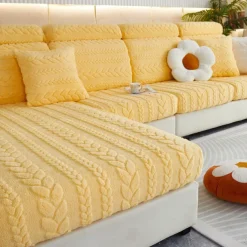 Magic Sofa Cover Stretch Jacquard Velvet Sofa Seat Couch Cushion Slipcovers, Anti-Slip Furniture Protector for Sectional 1/2/3/4 Seat Cover,L Shape Sofa Covers, Chaise Lounge Sofa Slipcover