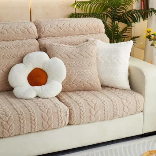 Magic Sofa Cover Stretch Jacquard Velvet Sofa Seat Couch Cushion Slipcovers, Anti-Slip Furniture Protector for Sectional 1/2/3/4 Seat Cover,L Shape Sofa Covers, Chaise Lounge Sofa Slipcover
