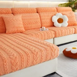 Magic Sofa Cover Stretch Jacquard Velvet Sofa Seat Couch Cushion Slipcovers, Anti-Slip Furniture Protector for Sectional 1/2/3/4 Seat Cover,L Shape Sofa Covers, Chaise Lounge Sofa Slipcover