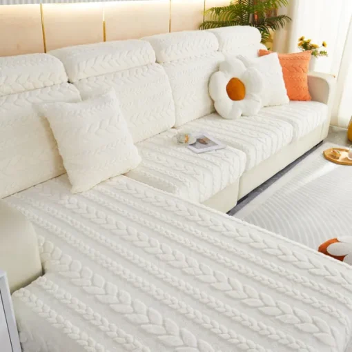 Magic Sofa Cover Stretch Jacquard Velvet Sofa Seat Couch Cushion Slipcovers, Anti-Slip Furniture Protector for Sectional 1/2/3/4 Seat Cover,L Shape Sofa Covers, Chaise Lounge Sofa Slipcover