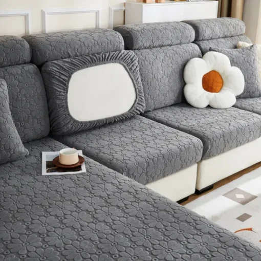 Magic Sofa Cover Stretch Jacquard Sofa Seat Couch Cushion Slipcovers, Anti-Slip Furniture Protector for Sectional 1/2/3/4 Seat Cover,L Shape Sofa Covers, Chaise Lounge Sofa Slipcover