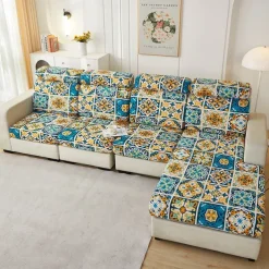 Magic Sofa Cover Stretch Sofa Seat Couch Cushion Slipcovers Vintage Style, Anti-Slip Furniture Protector for Sectional 1/2/3/4 Seat Cover,L Shape Sofa Covers, Chaise Lounge Sofa Slipcover