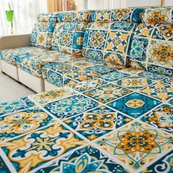 Magic Sofa Cover Stretch Sofa Seat Couch Cushion Slipcovers Vintage Style, Anti-Slip Furniture Protector for Sectional 1/2/3/4 Seat Cover,L Shape Sofa Covers, Chaise Lounge Sofa Slipcover