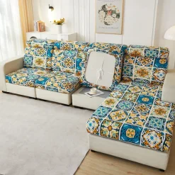 Magic Sofa Cover Stretch Sofa Seat Couch Cushion Slipcovers Vintage Style, Anti-Slip Furniture Protector for Sectional 1/2/3/4 Seat Cover,L Shape Sofa Covers, Chaise Lounge Sofa Slipcover