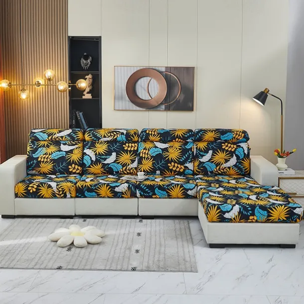 Magic Sofa Cover Stretch Sofa Seat Couch Cushion Slipcovers Vintage Style, Anti-Slip Furniture Protector for Sectional 1/2/3/4 Seat Cover,L Shape Sofa Covers, Chaise Lounge Sofa Slipcover