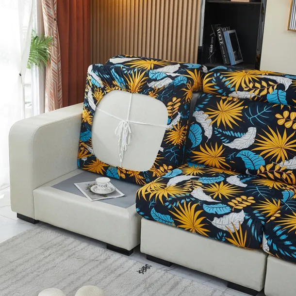 Magic Sofa Cover Stretch Sofa Seat Couch Cushion Slipcovers Vintage Style, Anti-Slip Furniture Protector for Sectional 1/2/3/4 Seat Cover,L Shape Sofa Covers, Chaise Lounge Sofa Slipcover