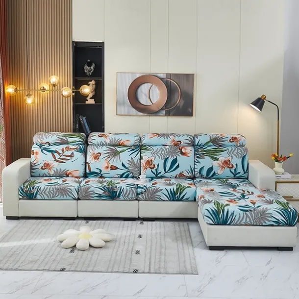 Magic Sofa Cover Stretch Sofa Seat Couch Cushion Slipcovers Vintage Style, Anti-Slip Furniture Protector for Sectional 1/2/3/4 Seat Cover,L Shape Sofa Covers, Chaise Lounge Sofa Slipcover