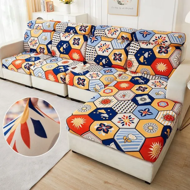 Magic Sofa Cover Stretch Sofa Seat Couch Cushion Slipcovers Vintage Style, Anti-Slip Furniture Protector for Sectional 1/2/3/4 Seat Cover,L Shape Sofa Covers, Chaise Lounge Sofa Slipcover