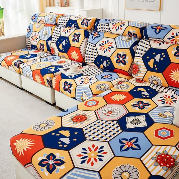 Magic Sofa Cover Stretch Sofa Seat Couch Cushion Slipcovers Vintage Style, Anti-Slip Furniture Protector for Sectional 1/2/3/4 Seat Cover,L Shape Sofa Covers, Chaise Lounge Sofa Slipcover