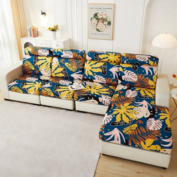 Magic Sofa Cover Stretch Sofa Seat Couch Cushion Slipcovers Vintage Style, Anti-Slip Furniture Protector for Sectional 1/2/3/4 Seat Cover,L Shape Sofa Covers, Chaise Lounge Sofa Slipcover