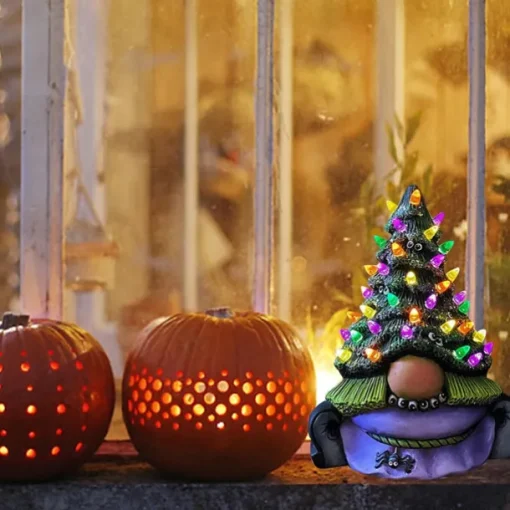 Magic Witch Gnome Tree Halloween Ghost Outdoor Light Festival Dress Up Skeleton Horror Hanging Glowing Halloween Party Decor