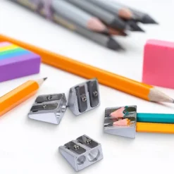 Magnesium Pencil Sharpener Survival, Hand Held Pencil Sharpener 2-Hole Pencil Sharpener Magnesium Alloy Wedge Profile