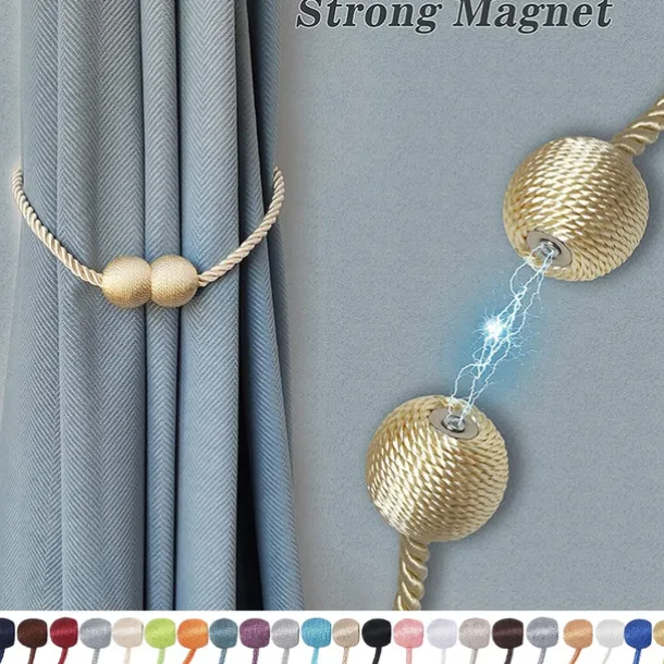 Magnetic Curtain Tie Backs Window Gold Curtain Tiebacks Buckles Holdbacks Clip for Home Bedroom Office Decorative Curtain 1 PCS