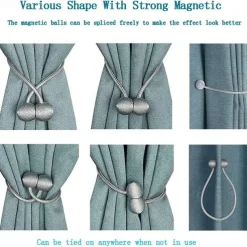 Magnetic Curtain Tie Backs Window Gold Curtain Tiebacks Buckles Holdbacks Clip for Home Bedroom Office Decorative Curtain 1 PCS