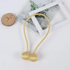Magnetic Curtain Tie Backs Window Gold Curtain Tiebacks Buckles Holdbacks Clip for Home Bedroom Office Decorative Curtain 1 PCS