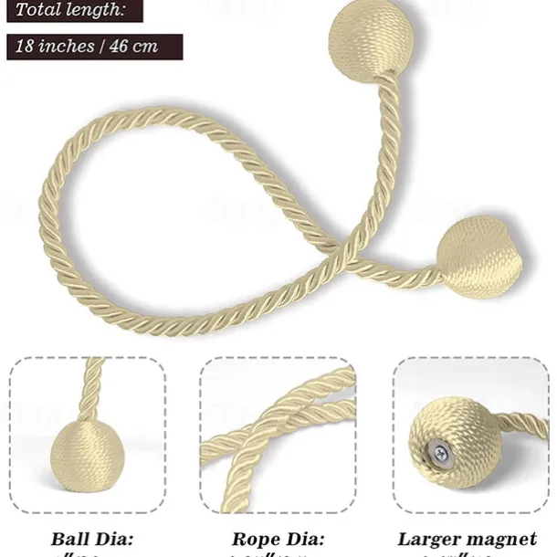 Magnetic Curtain Tie Backs Window Gold Curtain Tiebacks Buckles Holdbacks Clip for Home Bedroom Office Decorative Curtain 1 PCS