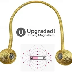 Magnetic Curtain Tie Backs Window Gold Curtain Tiebacks Buckles Holdbacks Clip for Home Bedroom Office Decorative Curtain 1 PCS