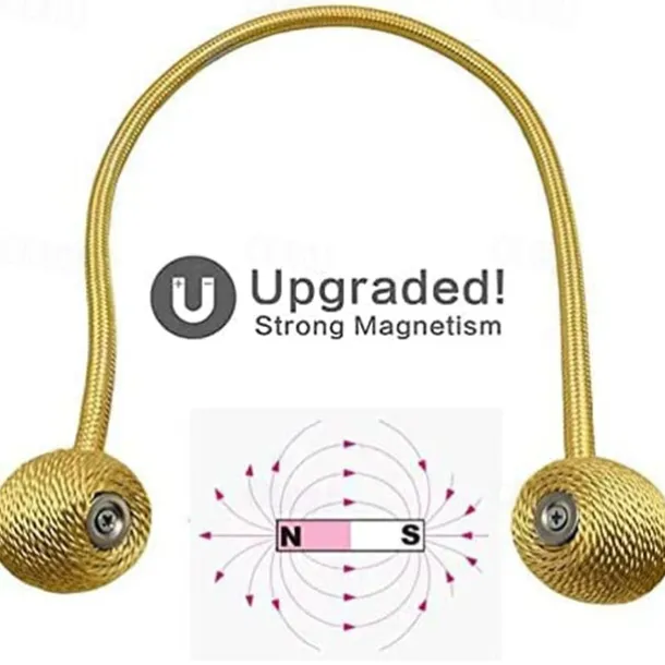 Magnetic Curtain Tie Backs Window Gold Curtain Tiebacks Buckles Holdbacks Clip for Home Bedroom Office Decorative Curtain 1 PCS