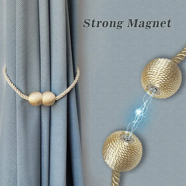 Magnetic Curtain Tie Backs Window Gold Curtain Tiebacks Buckles Holdbacks Clip for Home Bedroom Office Decorative Curtain 1 PCS