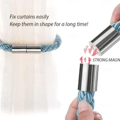 Magnetic Curtain Tie Backs Window,Pearl Beaded Tieback Curtain Holdbacks,Buckles Clip for Home Bedroom Office Decorative Curtain