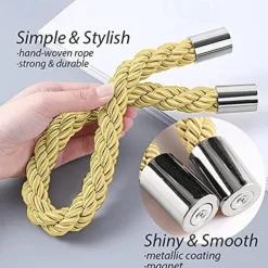 Magnetic Curtain Tie Backs Window,Pearl Beaded Tieback Curtain Holdbacks,Buckles Clip for Home Bedroom Office Decorative Curtain