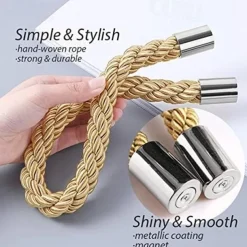 Magnetic Curtain Tie Backs Window,Pearl Beaded Tieback Curtain Holdbacks,Buckles Clip for Home Bedroom Office Decorative Curtain