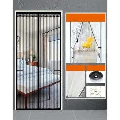 Magnetic Door Screen Mesh Screen Mosquito Net for Door Curtain Printed Pattern Bedroom Livingroom Children's Room