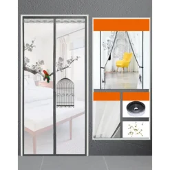 Magnetic Door Screen Mesh Screen Mosquito Net for Door Curtain Printed Pattern Bedroom Livingroom Children's Room