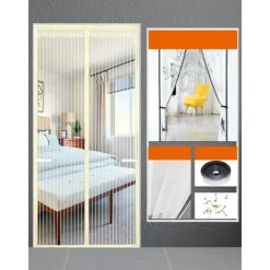 Magnetic Door Screen Mesh Screen Mosquito Net for Door Curtain Printed Pattern Bedroom Livingroom Children's Room