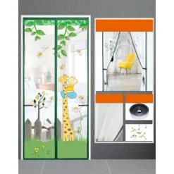Magnetic Door Screen Mesh Screen Mosquito Net for Door Curtain Printed Pattern Bedroom Livingroom Children's Room