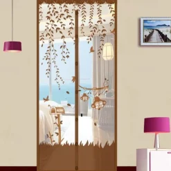 Magnetic Door Screen Mesh Screen Door Magical Mesh Screen Window Door Hands Free Magnetic Door Screen Automatic Closing Summer Curtain Net Floral Pattern