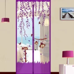 Magnetic Door Screen Mesh Screen Door Magical Mesh Screen Window Door Hands Free Magnetic Door Screen Automatic Closing Summer Curtain Net Floral Pattern