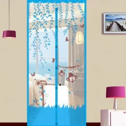 Magnetic Door Screen Mesh Screen Door Magical Mesh Screen Window Door Hands Free Magnetic Door Screen Automatic Closing Summer Curtain Net Floral Pattern