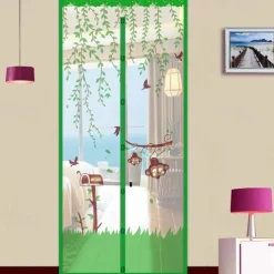 Magnetic Door Screen Mesh Screen Door Magical Mesh Screen Window Door Hands Free Magnetic Door Screen Automatic Closing Summer Curtain Net Floral Pattern