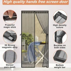 Magnetic Fly Screen Door, 90x210 cm, Insect Protection, Fly Curtain, Magnetic Door Curtains Against Flies Mosquito Velcro Mounting Door Mosquito Net for Balcony Door Patio Door Caravan