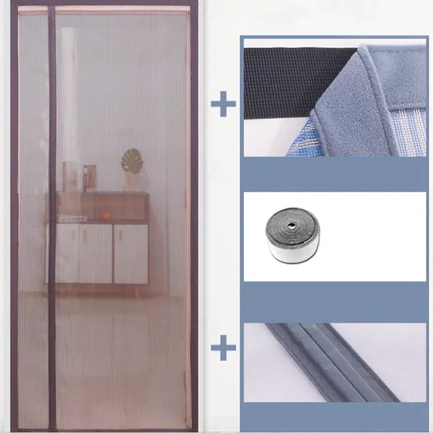 Magnetic Screen Door, Mesh Screen Door Narrow Durable Mesh Curtain Reversible Left Right Side Opening Retractable Door Screen Magnetic Closure for Patio Bedroom