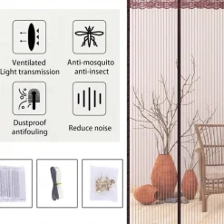 Magnetic Screen Door Mesh Fly Screen Door, Self Seal, Pet and Child Friendly, with Heavy Duty Mesh Curtain for Single Patio Sliding Door