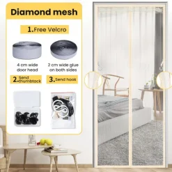 Magnetic Screen Door Portable, Fly or Bug Screen Magnetic, Mesh Screen Door For Sliding Door,Garage,Patio,Kitchen,Living,Window Room,Bedroom,Bar,Pet and Kid Easy Entry