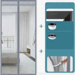 Magnetic Screen Door Portable, Fly Or Bug Screen Magnetic, Doorway For Sliding Door,Garage,Patio,Kitchen,Living,Window Room,Bedroom,Bar,Pet and Kid Easy Entry