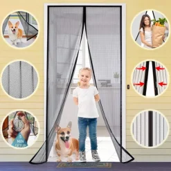 Magnetic Screen Door Portable, Fly Or Bug Screen Magnetic, Doorway For Sliding Door,Garage,Patio,Kitchen,Living,Window Room,Bedroom,Bar,Pet and Kid Easy Entry