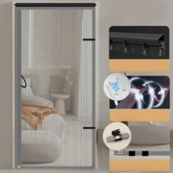 Magnetic Screen Door Portable, Fly Or Bug Screen Magnetic, Doorway For Sliding Door,Garage,Patio,Kitchen,Living,Window Room,Bedroom,Bar,Pet and Kid Easy Entry