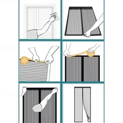 Magnetic Screen Door，Mosquito Net, Fly Insect Door Screen Magnetic Closure, Magnetic Door Screen Mesh Mosquito Protection for Convenient Entry, Keep Bugs Out Black