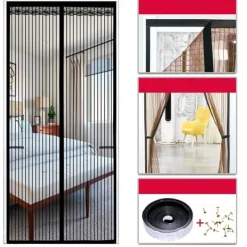 Magnetic Screen Doors with Magnets for Doors, Fiberglass Mesh Curtain, Automatic Closing Quiet for Patio, Deck, Porch, Balcony, Glass, Garage and Even Sliding Doors
