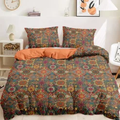 Mandala Bohemian Duvet Cover Full Size Bedding Set Cotton Bed Sets Quilt Cover Soft Lightweight Comforter Cover with 2 Pillowcases for Summer Spring Vintage Ethnic