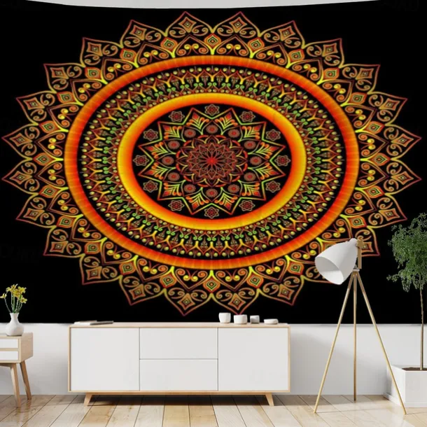 Mandala Bohemian Indian Wall Tapestry Art Decor Blanket Curtain Hanging Home Bedroom Living Room Dorm Decoration Boho Hippie Psychedelic Floral Flower Lotus