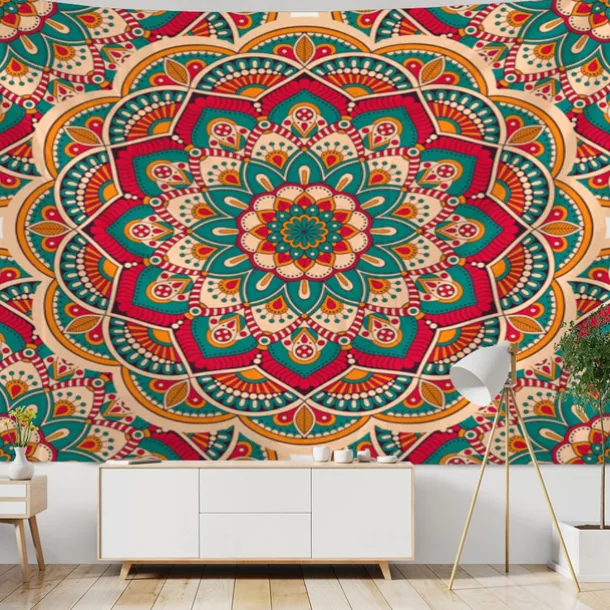 Mandala Bohemian Indian Wall Tapestry Art Decor Blanket Curtain Hanging Home Bedroom Living Room Dorm Decoration Boho Hippie Psychedelic Floral Flower Lotus