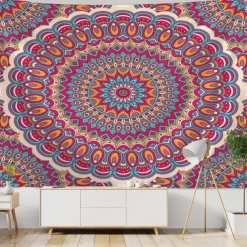 Mandala Bohemian Indian Wall Tapestry Art Decor Blanket Curtain Hanging Home Bedroom Living Room Dorm Decoration Boho Hippie Psychedelic Floral Flower Lotus
