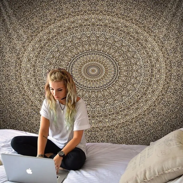 Mandala Bohemian Indian Wall Tapestry Art Decor Blanket Curtain Hanging Home Bedroom Living Room Dorm Decoration Boho Hippie Psychedelic Floral Flower Lotus